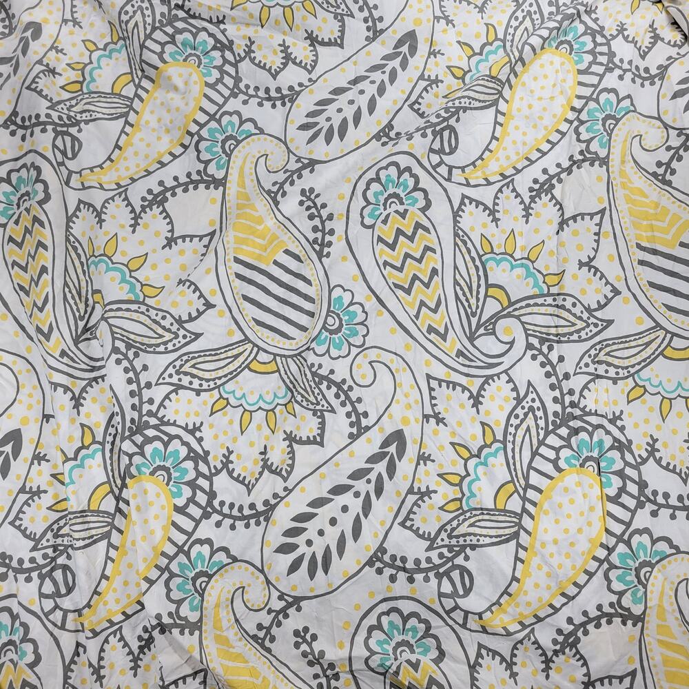 Pottery Barn Teen Ana Duvet Twin Gray Yellow Teal Paisley Buttons Tie Corners - Picture 8 of 10